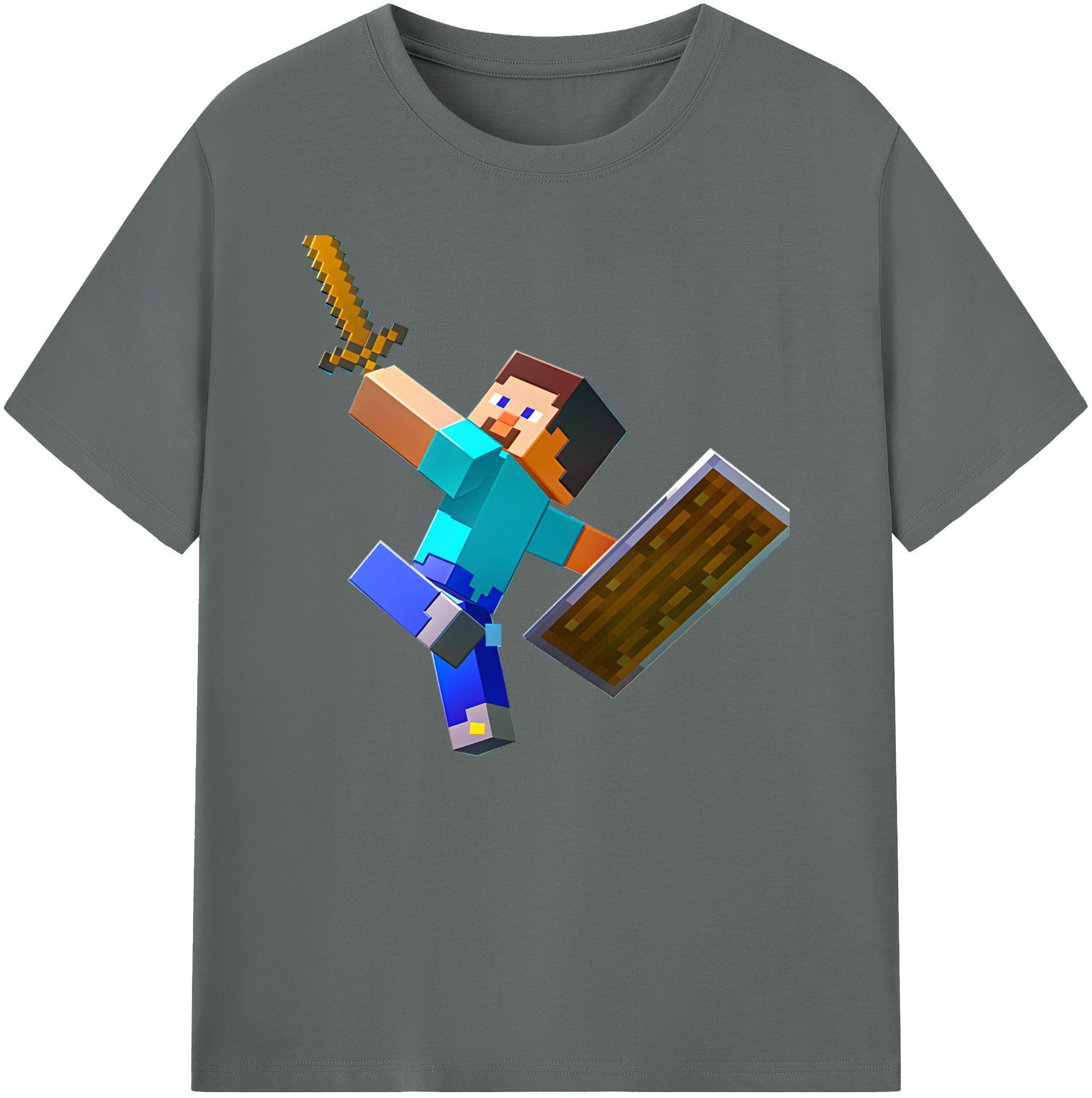 （画像用） マインクラフト ブロックの世界 Minecraft MC Block world 綿100％ メンズ半袖Tシャツ｜肌触りやわらか＆通気性